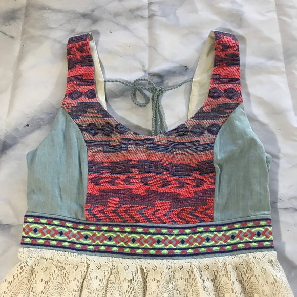 Flying Tomato Lace & Chambray Geometric Dress - Picture 4 of 8